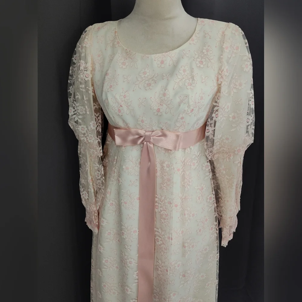 vintage 60s/70s lace dress boho x small - Picture 2 of 8